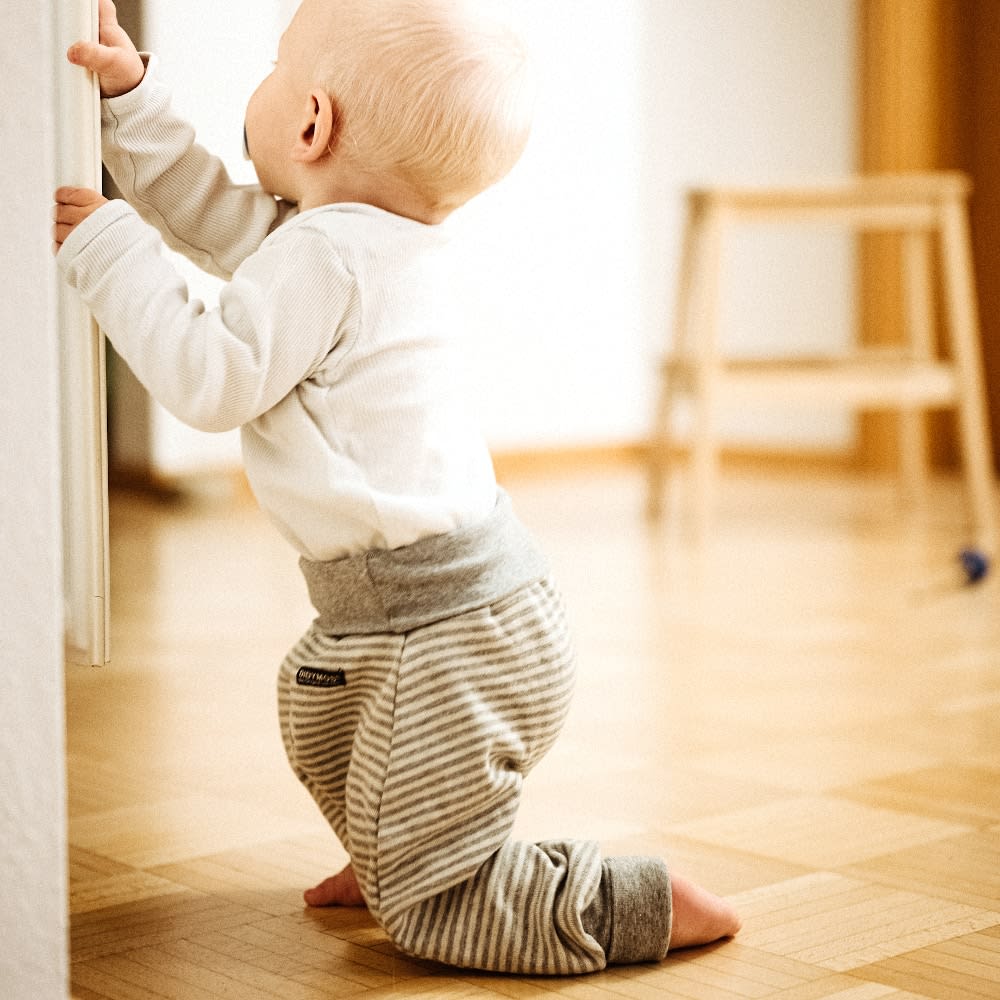 Grow With Me Trousers Jersey Stripes Silver