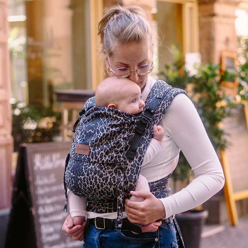 Halfbuckle Babytrage 3,5-20kg DidyFlow Babytrage Leo, braun | anthrazit | schwarz, Material: BW - reine Baumwolle, Größe: Leo DIDYMOS