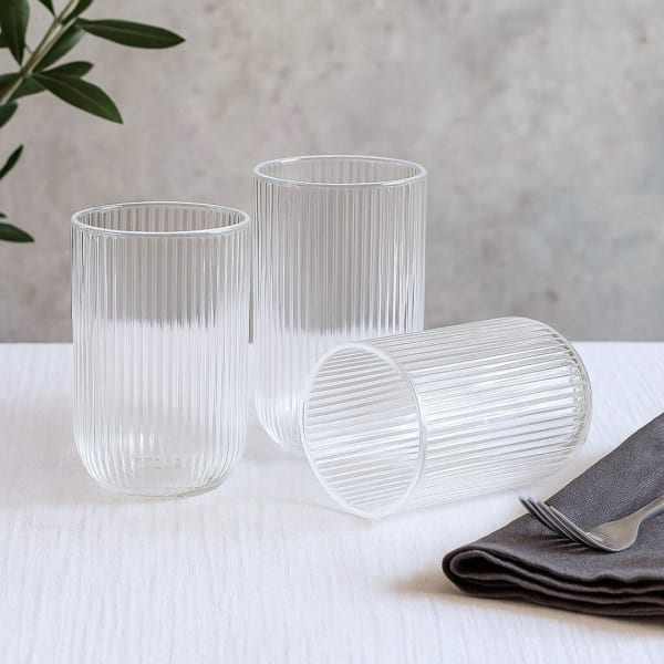 VASO VIDRIOS RAYAS - TRANSPARENTE x6