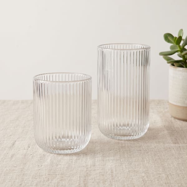 VASO VIDRIO RAYAS CHICO X 6