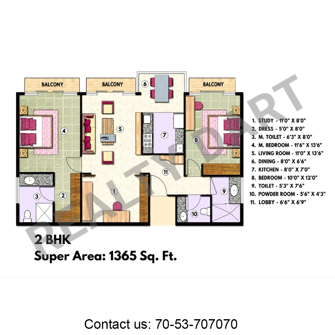 1365 sq ft.