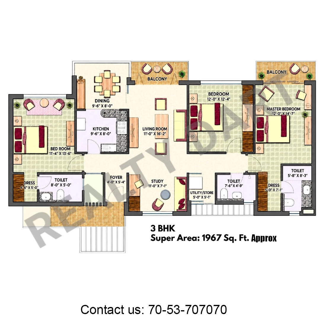 1967 sq ft.