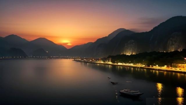 Bai Chay waterfront at night with reflected lights