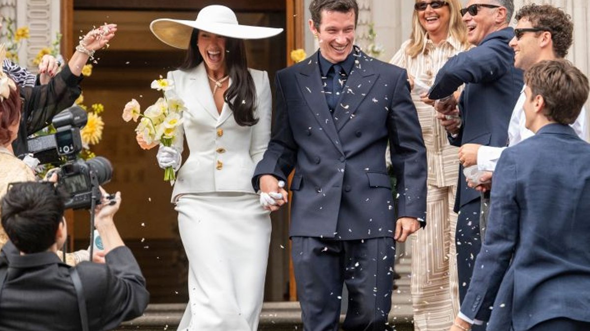 Dua Lipa channels Bianca Jagger for wedding look