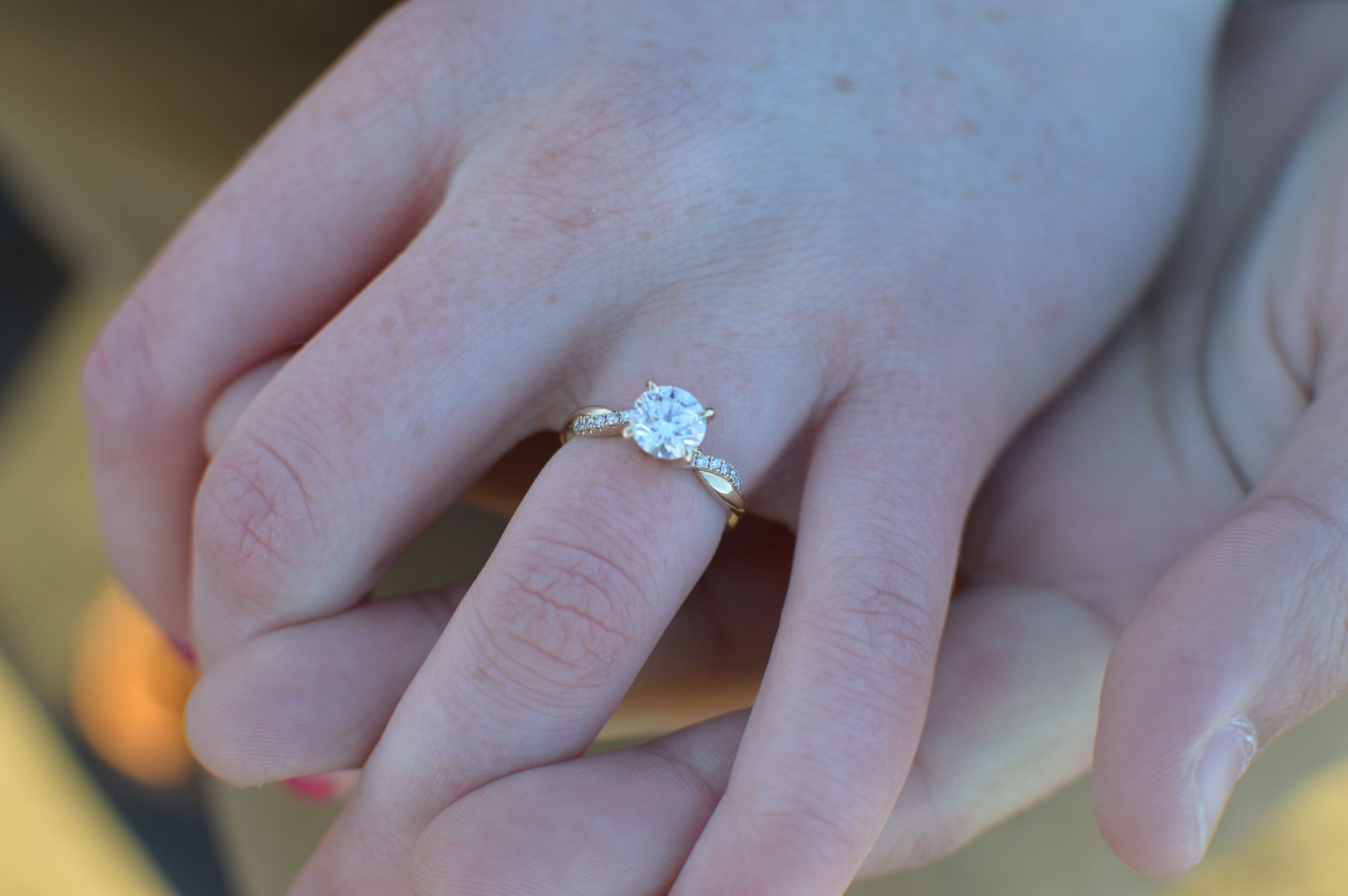 August inspired moissanite engagement ring
