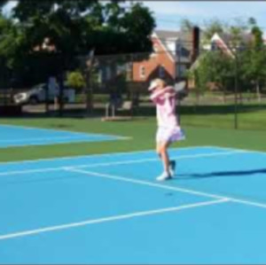 Pickleball Topspin Serve with Follow Through over the Left Shoulder, Ann...
