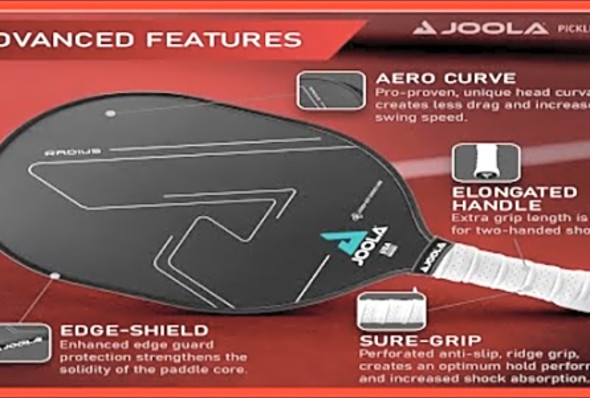 JOOLA Radius Pro Pickleball Paddle with Textured Carbon Grip Surface - Creates More Spin