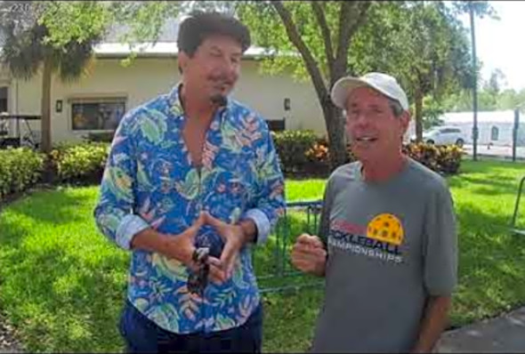 Bob Savar interviews Jon Pyle at the 2019 US Open Pickleball Championships in Naples, FL