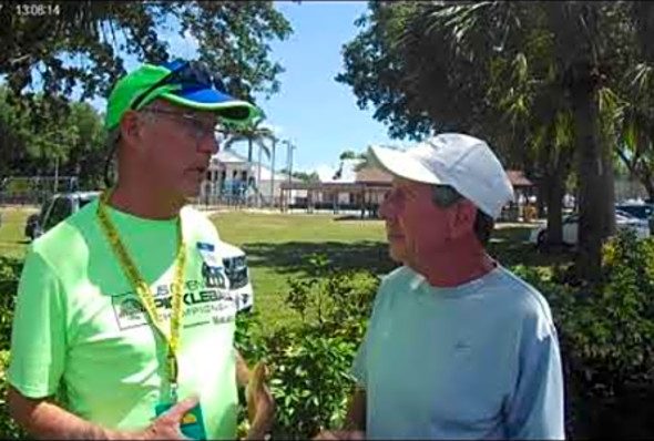 Bob Savar interviews Rollie Hemmett at the 2019 US Open Pickleball Championships in Naples FL