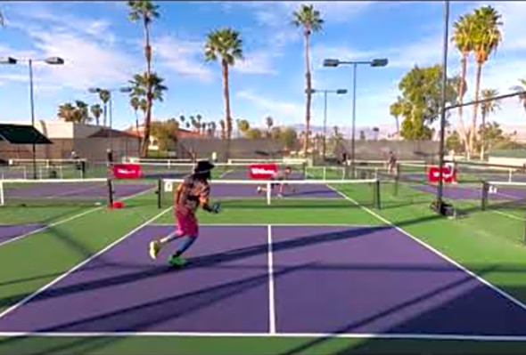 Pickleball Singles Javier vs Gizmo Palm Desert Feb 2020