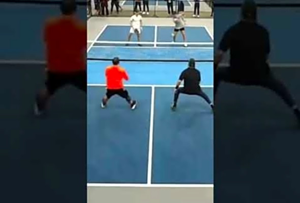 High pressure tournament pickleball, one of the best points of the match! #pickleballhighlights