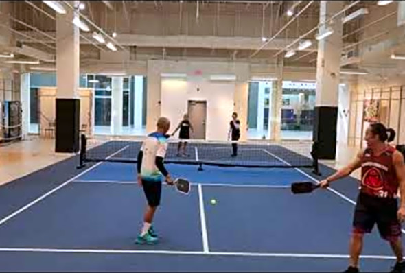 Men&#039;s VS. Women&#039;s Doubles Match. Practicing for the Asia Pickleball Open in Phuket Thailand