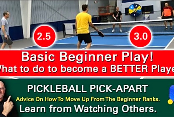 Pickleball! 2.5 - 3.0 Level Play! Learn By Watching Basic Beginner Mistakes, So You Don&#039;t Make Them!