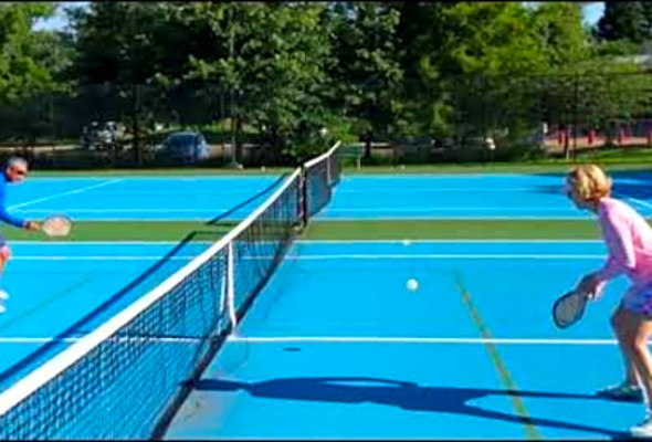 Pickleball Topspin Backhand Cross Court Dink Practice (right and left views), Ann Carney with Toui