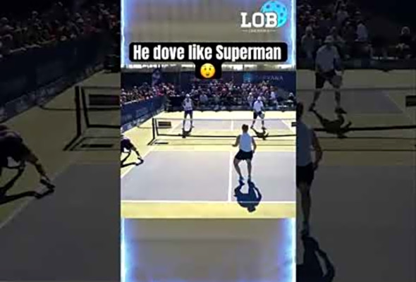 Unbelievable Airborne Pickleball Save! - Pro Dives Like Superman #shorts