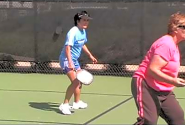 Lady Di atDell Webb playing pickleball