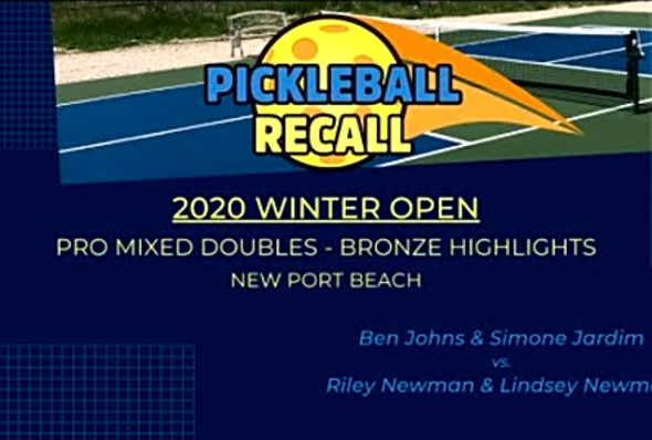 Winter Open 2020 Pro Mixed Doubles Pickleball - Bronze Medal Highlights - Johns/Jardim vs Newman