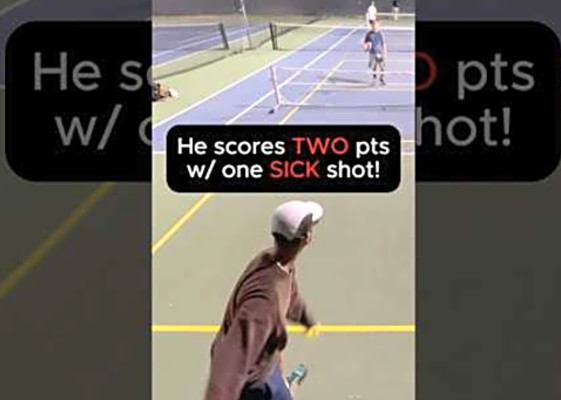 He scores TWO points w/one SICK shot! #pickleball #sports #highlights #atp #sick #score #shorts