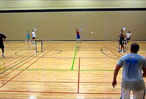 Pickleball 2012 Seatac Mens Singles 5.0 quarterfinals Joe Valenti vs. Chris Miller