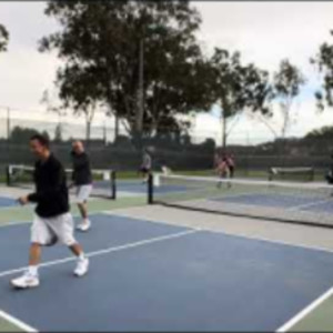 Lively game of Pickleball with two FATHER-DAUGHTER pairs at Cerritos Reg...