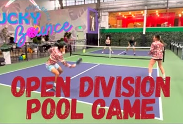 Open division pool game winter charity Pickleball tournament at Lucky Shots pickleball club