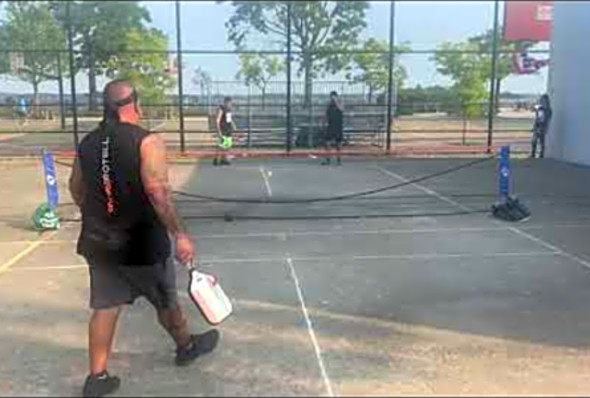 Pickleball at Orchard Beach with our crew