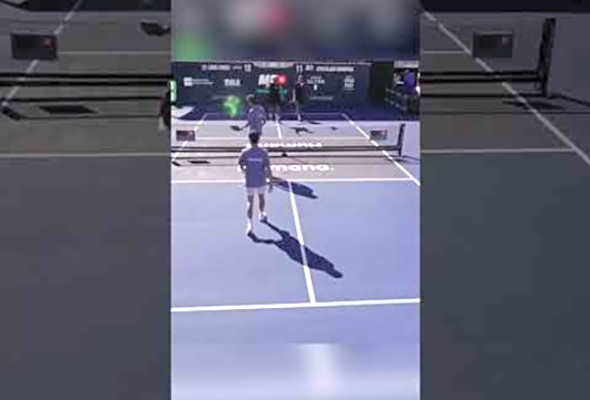 Pickleball Player Hits Teammate In The Head But Still Wins Point?