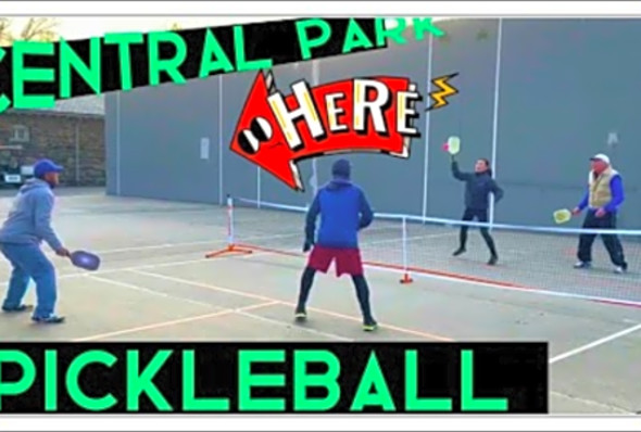 Lady Besting Mens Pickleball Game in Central Park New York City