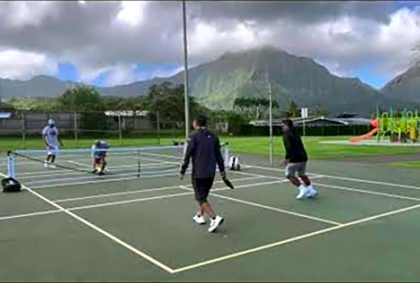 1/3 Cant Beat This View! - Mens Doubles Pickleball - Aaron/Kevin vs Daniel/Brent - Oahu, Hawaii