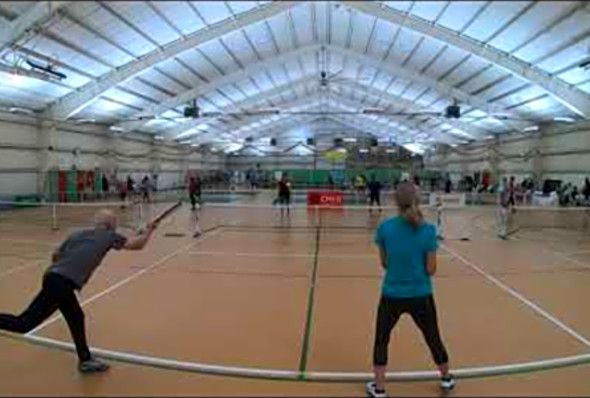 Fairfield, Iowa Pickleball Tournament 2019 - 3.0 Mixed Doubles League match Bipin/PatVsLarussos