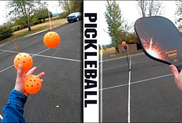 Some casual POV pickleball on a quiet overcast fall day (in 4k)