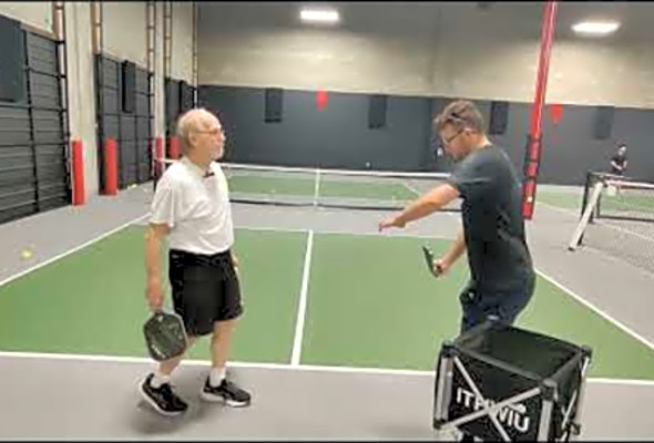 Pickleball 3.0 Man Serves with a Pro