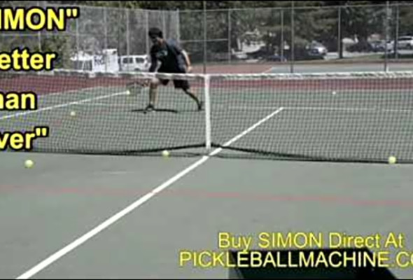 Simon2 pickleball throwing machine. Baseline kitchen dink practice.