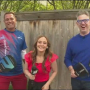 Jillian and Ryan learn how to play Pickleball from a pro