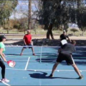 Pickleball Coach David &amp; Melinda vs Ben Button &amp; Stretch