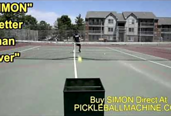 Simon2 pickleball throwing machine. Baseline net approach drill.