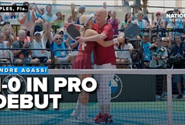 Andre Agassi goes 1-0 in professional pickleball debut