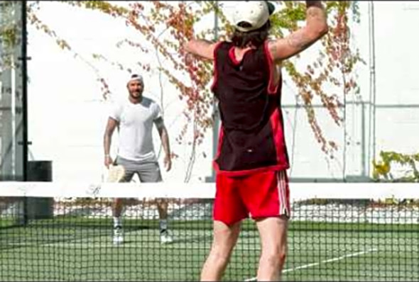 David Beckham Plays Pickle Ball Game with Sons Romeo and Cruz