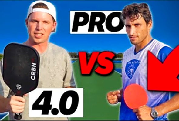 Playing Pro Pickleball Players with a Ping Pong Paddle!