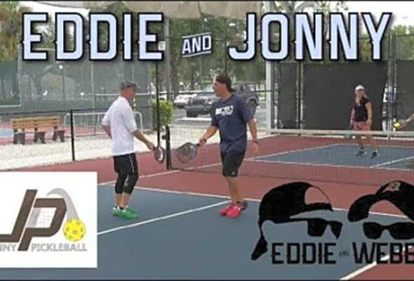 Eddie Plays Pickleball with Jonny Pickleball - Courtney Miles - Paul Palermo - Christee Chargot