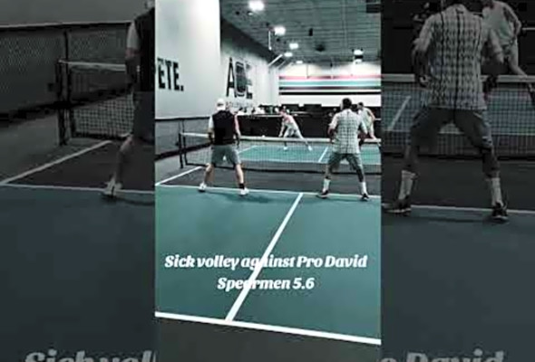 Sick volley against real pro David Spearmen 5.6#pickleballhighlights #pickleball #pickle #druh