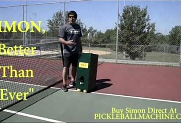 Simon2 pickleball throwing machine. Diagonal dink setup using &quot;ramp&quot;.