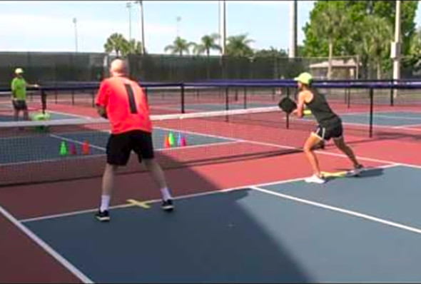 Pickleball Tutor Tips: 2 Player Poach Volley Drill