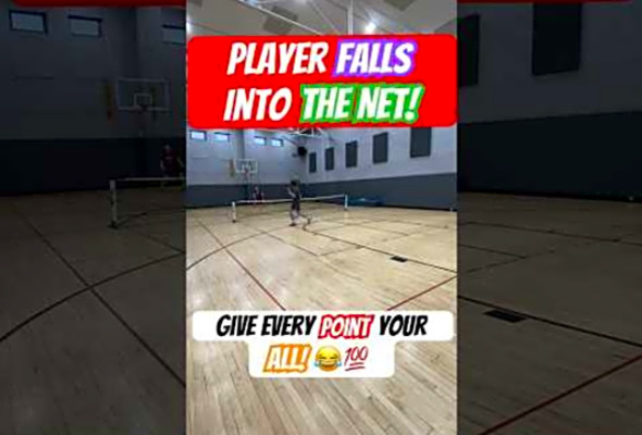 Player Falls Into The Net! Give Every Point Your All! #pickleball #highlights #funny #trending #best