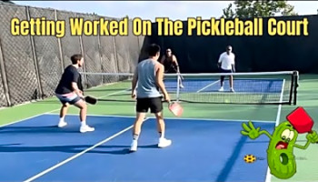 Playing against some 5 0s , partnered with a 3 5, and we get worked #pickleball