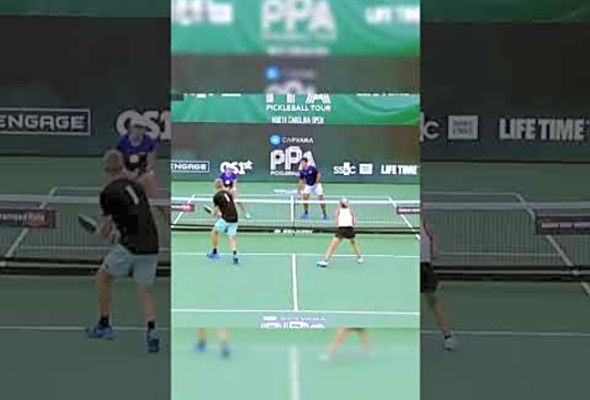 She fell three times!? #pickleball #pickleballhighlights #reflexes #trending #viral #tennis #shorts