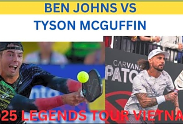 Ben Johns vs Tyson McGuffin singles exhibition match. March 2025 Legends Pickleball Tour of Vietnam.