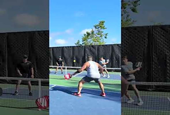 Epic Pickleball Doubles Match: Blue vs. Green Court Highlights!