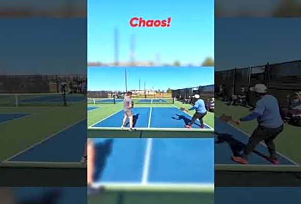 Chaos! #pickleball #pickleballhighlights #highlights #shorts #thepickleballrunner