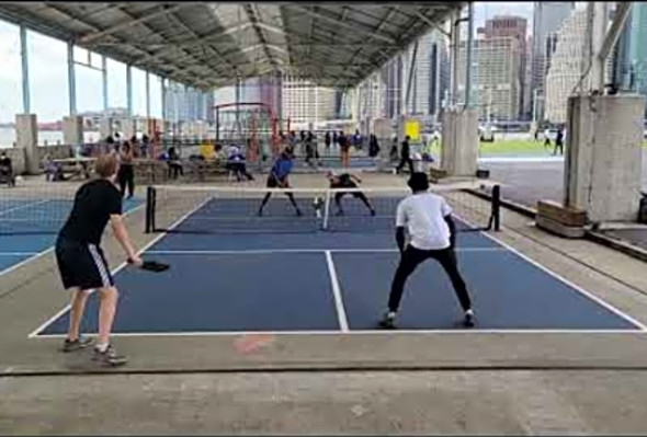 Pickleball game at pier 2, Brooklyn, NYC, 20230615